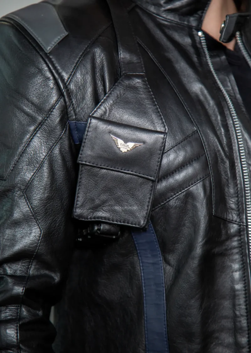 black soldier 76 detail leather jacket
