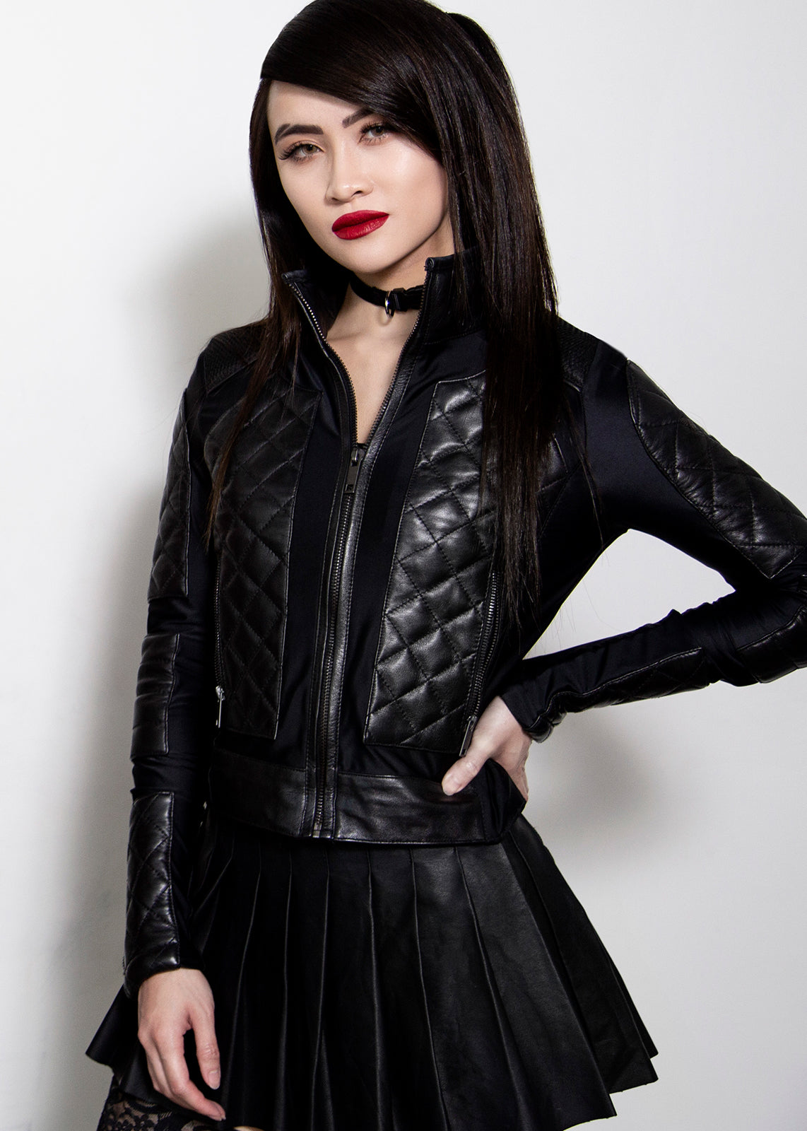 black leather corset jacket for womens