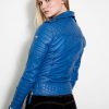 Blue Leather Jacket Womens