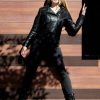 black motorcycle rebel genuine leather jacket womens