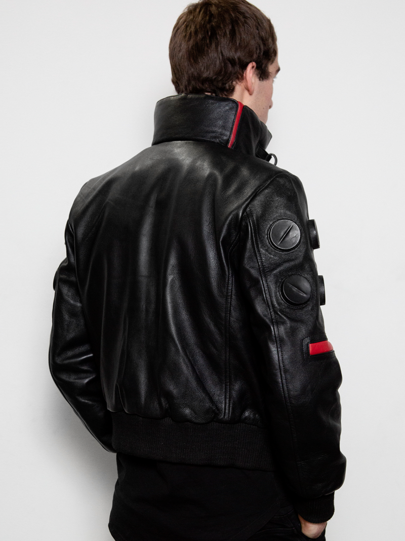 cyberpunk black leather bomber jacket valentinos gang men