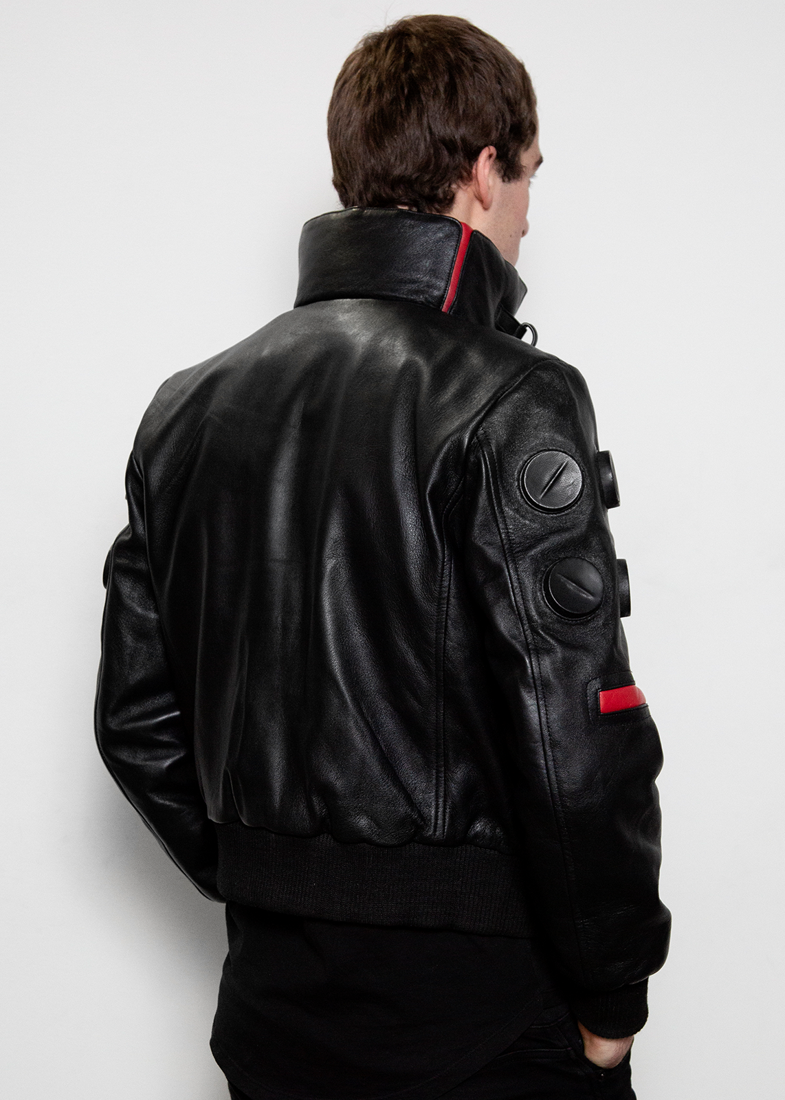 cyberpunk black leather bomber jacket valentinos gang men