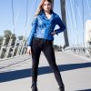 blue rebel moto vegan leather jacket for women