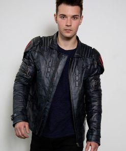 transformers movie autobots black leather jacket emblem