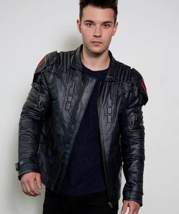 transformers movie autobots black leather jacket emblem