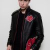 naruto shippuden akatsuki black cloak leather jacket
