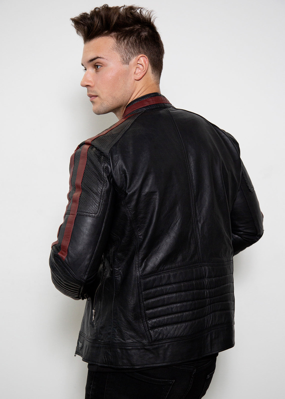 n7 black biker leather jacket mass effect commander shepard