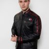 mass effect black motorcycle leather jacket n7