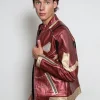 iron man tony stark red & gold armor leather jacket