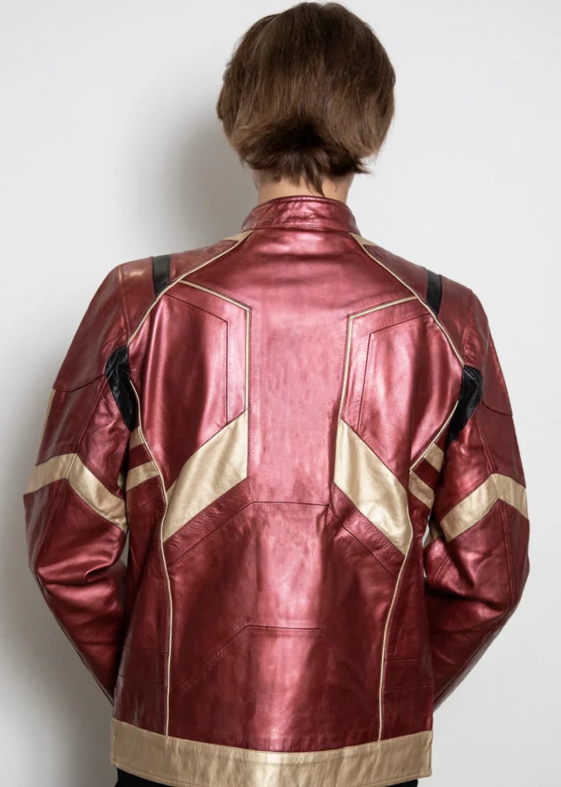 iron man avengers armor red & gold leather jacket