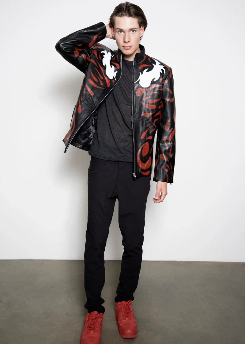 venom vs carnage black and red real leather moto biker jacket  tom hardy
