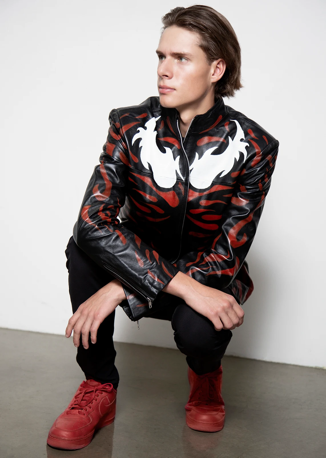 mens absolute carnage handpainted costume leather jacket
