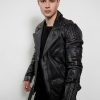 black smooth studded rebel leather jacket steampunk