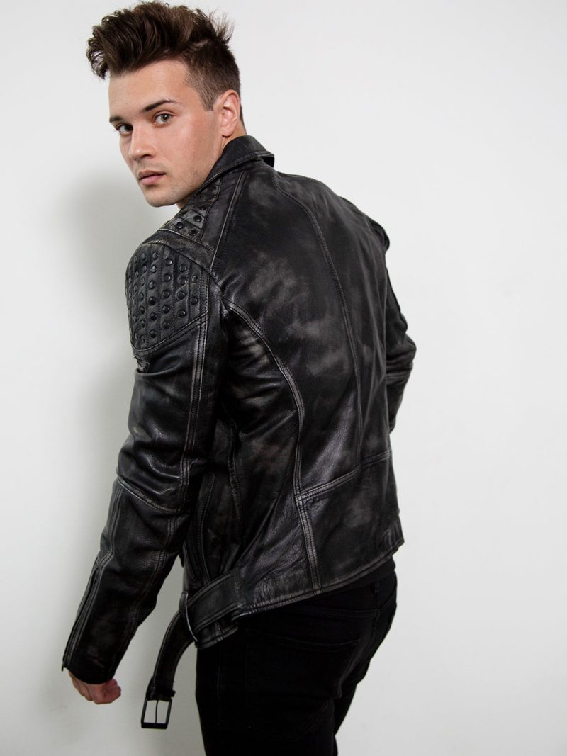 black punk rock studded leather jacket