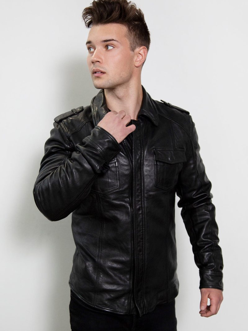 Luca Designs Mens Onyx Black Hooded Leather Jacket - 3XL / Real Leather