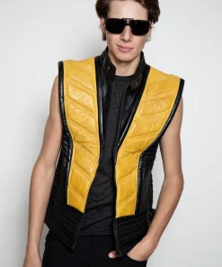 Scorpion mortal kombat classic Skin Costume yellow real leather cosplay jacket scorpion mortal kombat costume