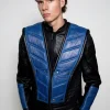 mens sub zero mortal kombat black leather jacket