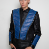 sub zero ninja blue and black genuine leather jacket