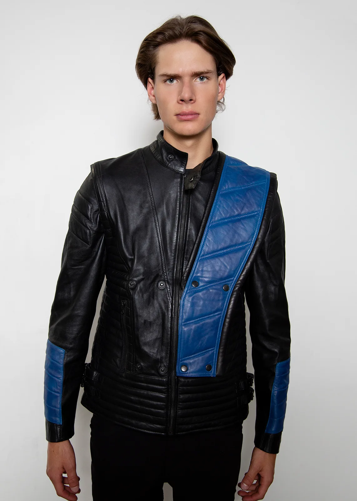 sub zero motorcycle real leather jacket blue