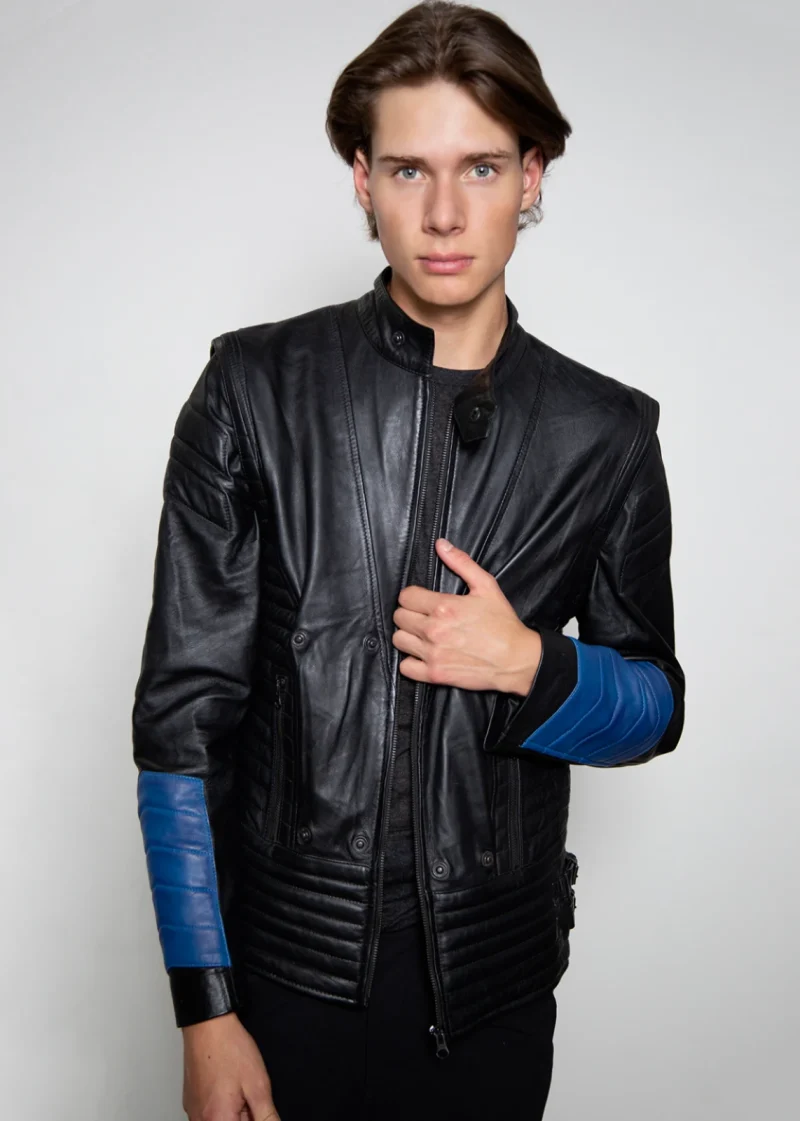 sub zero premium cosplay genuine leather jacket blue black