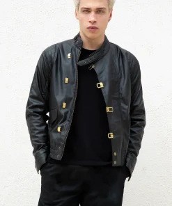 Mens Akira Kaneda Black Leather Jacket Front