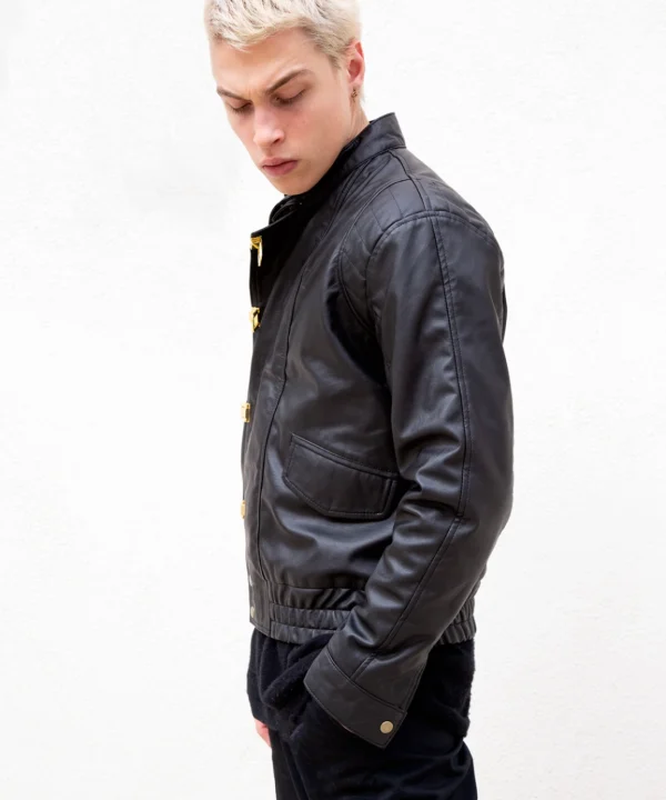Mens Akira Kaneda Black Leather Jacket Side