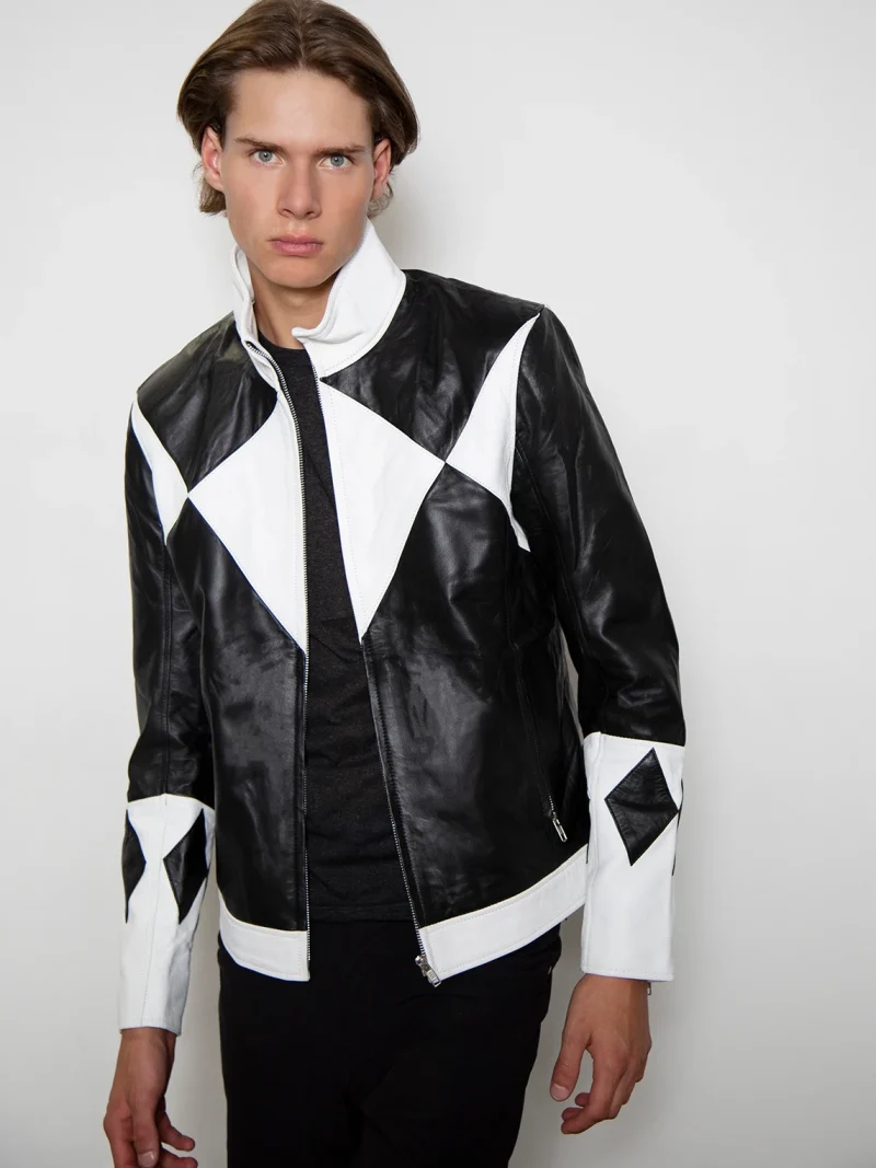 black power ranger Zachary Taylor real leather jacket cosplay