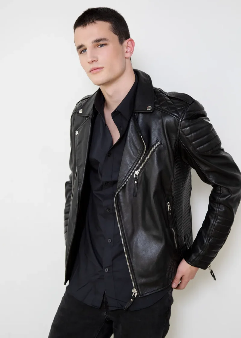 black moto leather jacket for mens