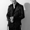 mens punk rock studded real leather jacket