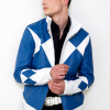 blue power ranger real leather jacket