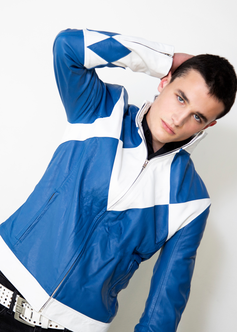 power ranger blue mighty morphin cosplay leather