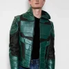 Mens Hand-Painted Chrome Green Archer Leather Jacket (3)