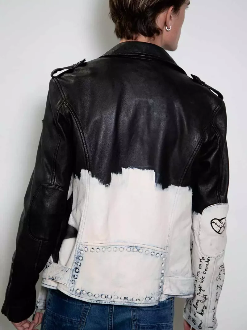 Hand-painted Mens 607 Star Studded Leather Jacket