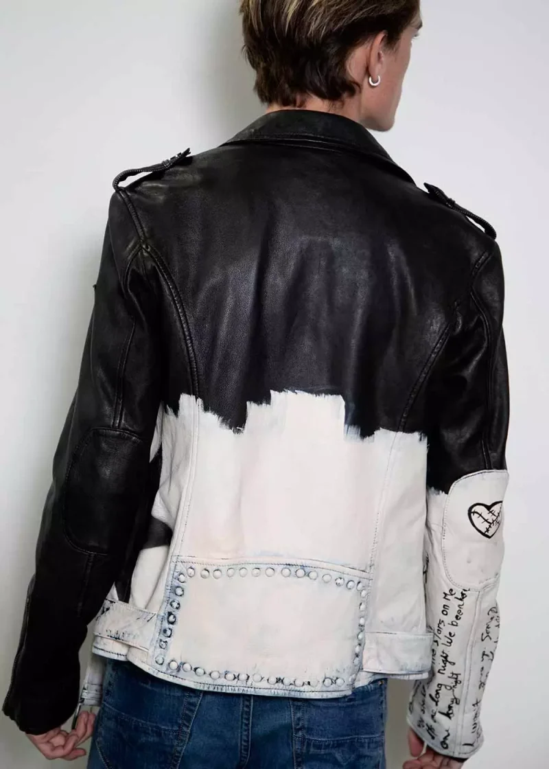 Hand-painted Mens 607 Star Studded Leather Jacket