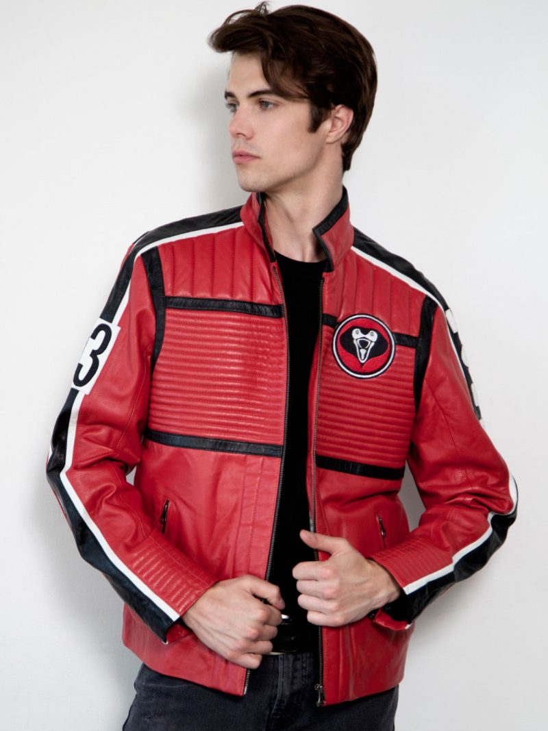 Mens My Chemical Romance Red Leather Motorcycle Jacket