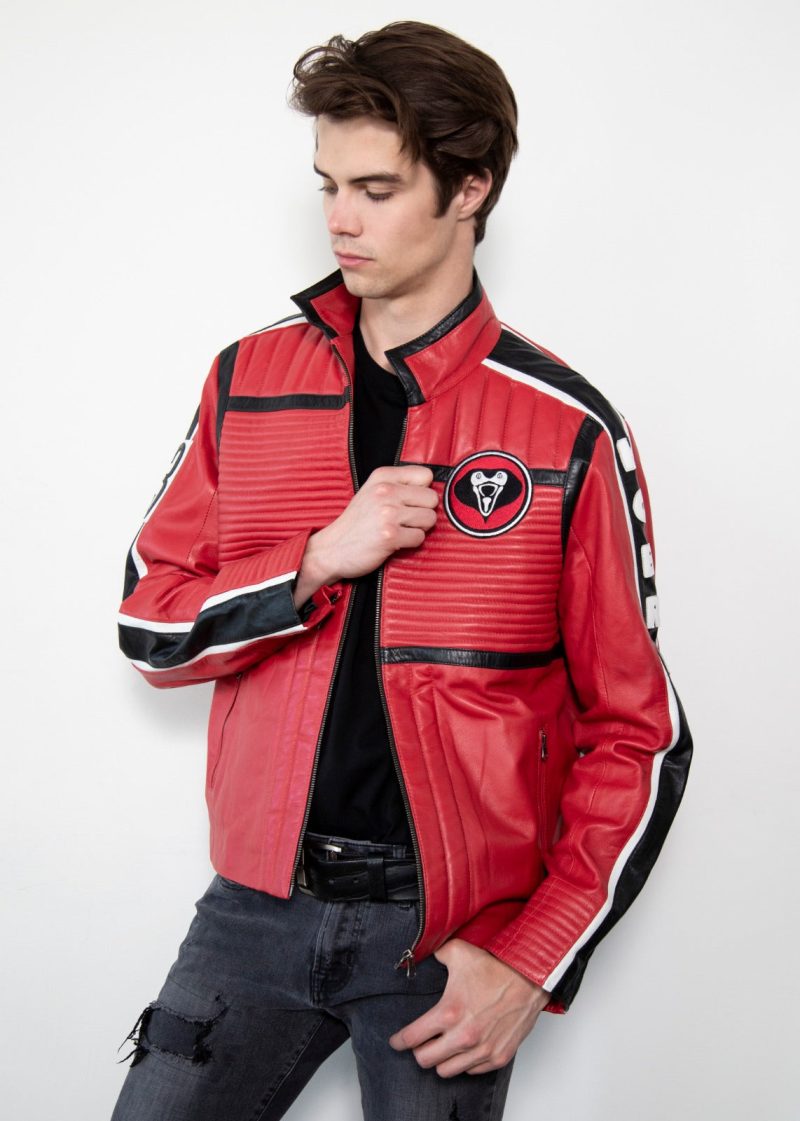 Mens My Chemical Romance Killjoys Red Leather Motorcycle Jacket