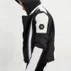 Mens Ninja Leather Jacket Black White Contrast Quilted Moto