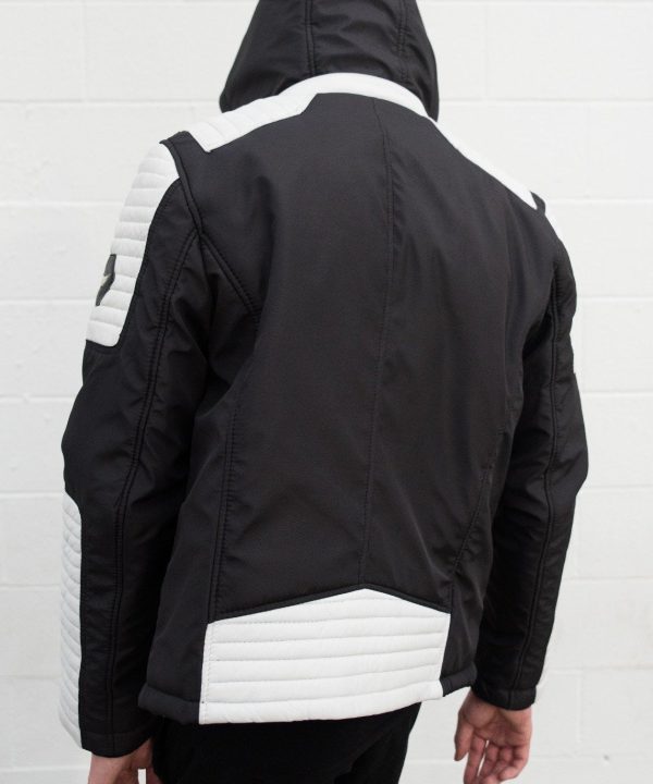 Mens Ninja Leather Jacket Black White