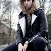 Mens Fashion Leather Jacket Black White Contrast