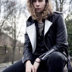 Mens Fashion Leather Jacket Black White Contrast
