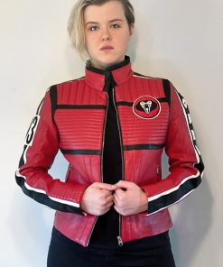 Womens My Chemical Romance Kobra Kid Mikey Way Red Leather Motorcycle Jacket - Danger Days