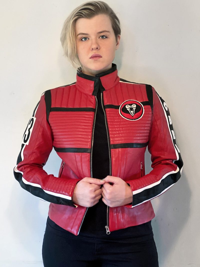 Womens My Chemical Romance Kobra Kid Mikey Way Red Leather Motorcycle Jacket - Danger Days