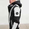 Mens Ninja Leather Jacket Black White Contrast
