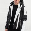 Mens Ninja Quilted Biker Leather Jacket Black White