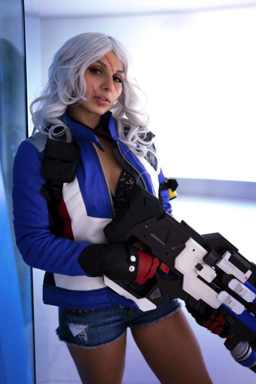 Women Soldier 76 Leather Jacket Blue Overwatch Cosplay Motocross Outerwear Luca Designs