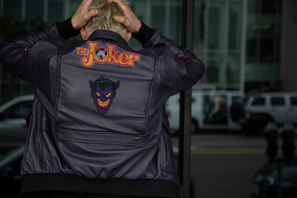 The Joker Cosplay Costume Leather Jacket for Men and Women Luca Design