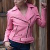 Womens Barbie Doll Leather Jacket Pink