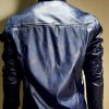 Mens Spiderman Venom Leather Jacket Blue Weathered