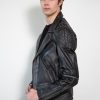 Black Motorcycle jacket with smooth studded shoulders