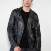 Taylor Rub-off Zippered Gray Motorcycle Leather Jacket